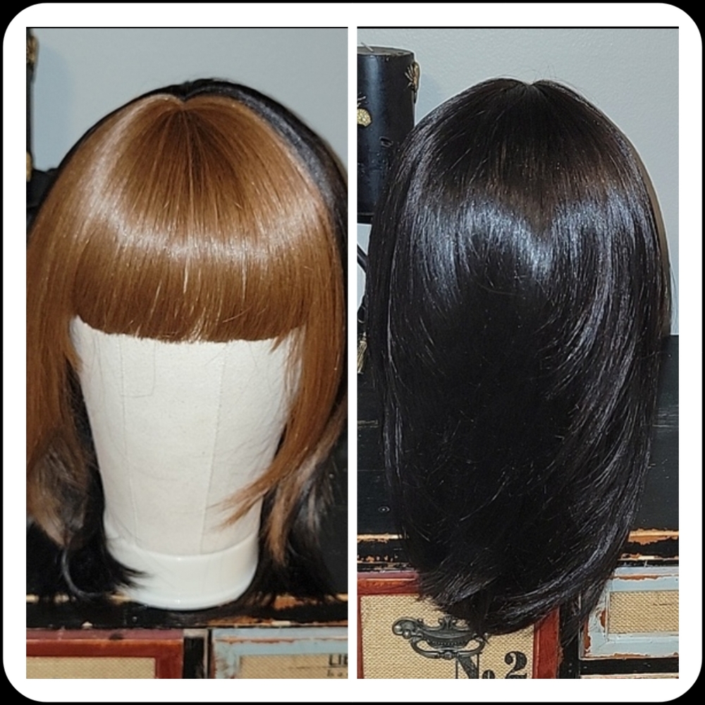 Two-Toned Black/Brown Bang Synthetic Wig